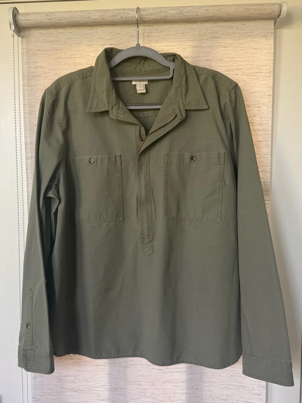 J.Crew Men's Olive Green Utility Half-Zip Shirt Jacket